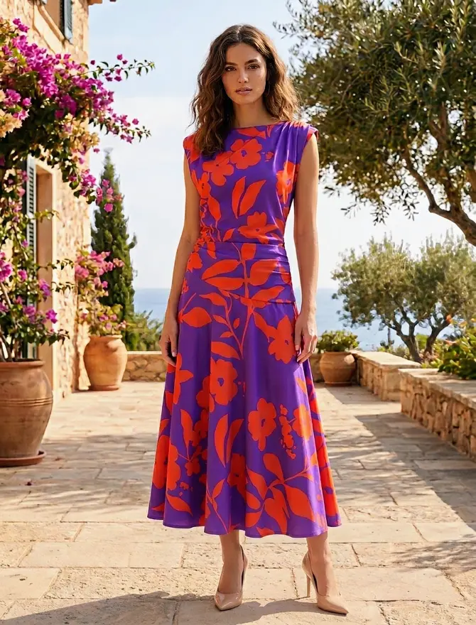 vestido silvina estampado naranja